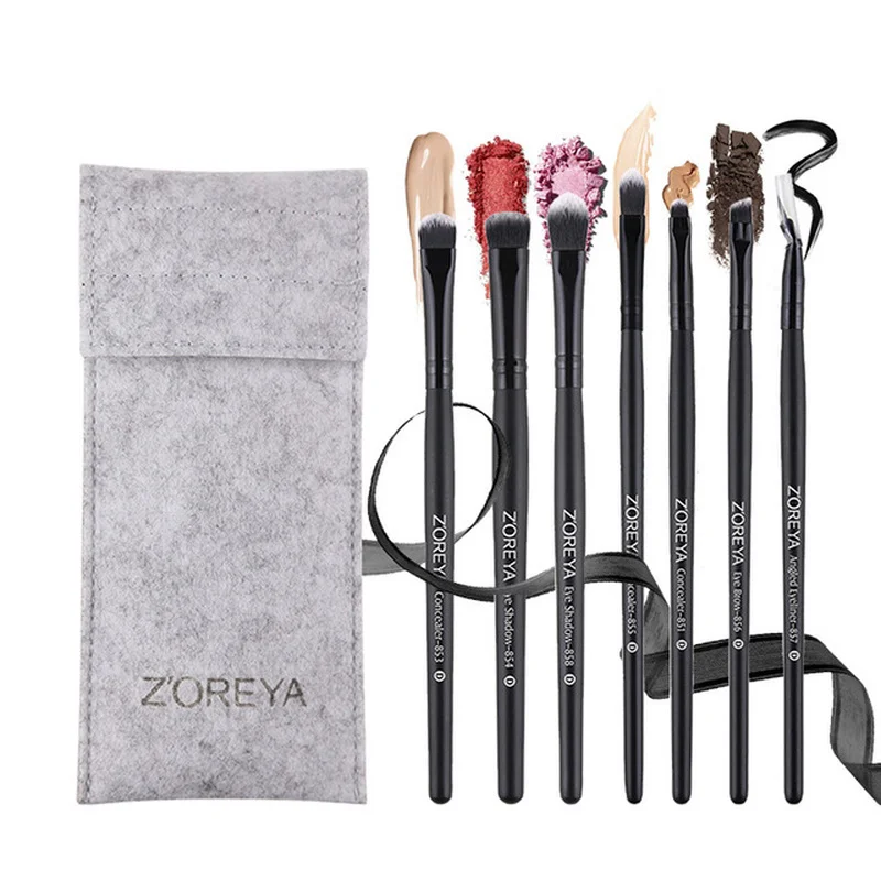 

7 Pcs One Box Professional Felt Packaging Makeup Tools Eyeliner Eyelash Eyeshadow Wand Brush Fibermake Up Tools concealer brush