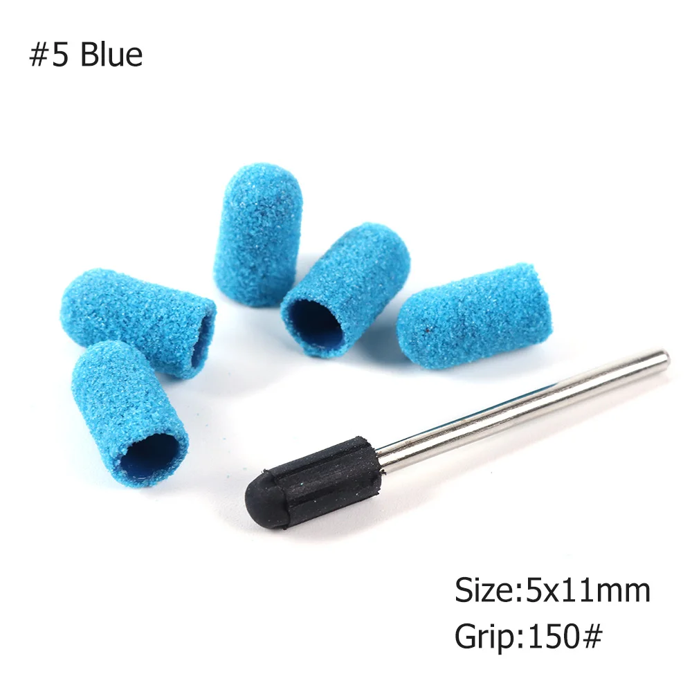 Сверла для ногтей, Шлифовальные полосы, блочные колпачки, красочные электрические маникюрные пилочки для ногтей, 150 гритов, полировка, роторные аксессуары для ногтей JI721 - Цвет: NO.5 Blue