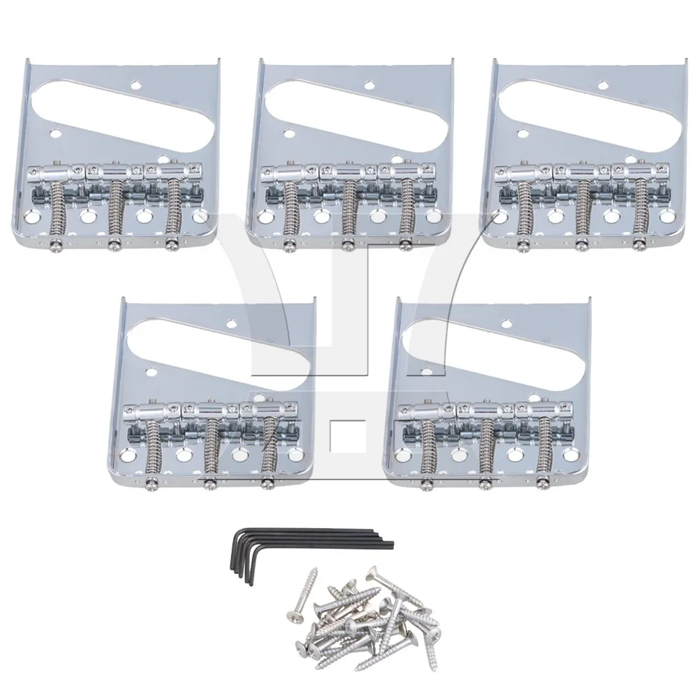 Yibuy Chrome 10.5mm String Spacing 3 Saddle Bridge & Spanner with Screw