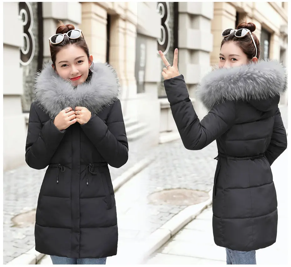 Fake fur collar Parka down cotton jacket Winter Jacket Women thick Snow Wear Coat Lady Clothing Female Jackets Parkas