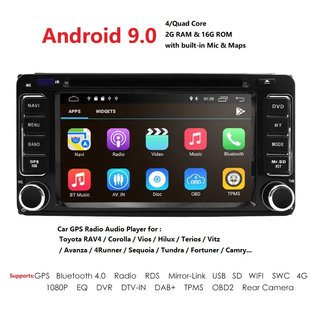 Универсальный автомобильный dvd-плеер hizpo для Toyota Camry Corolla RAV4 4Runner Hilux Tundra Celica Auris Radio 2