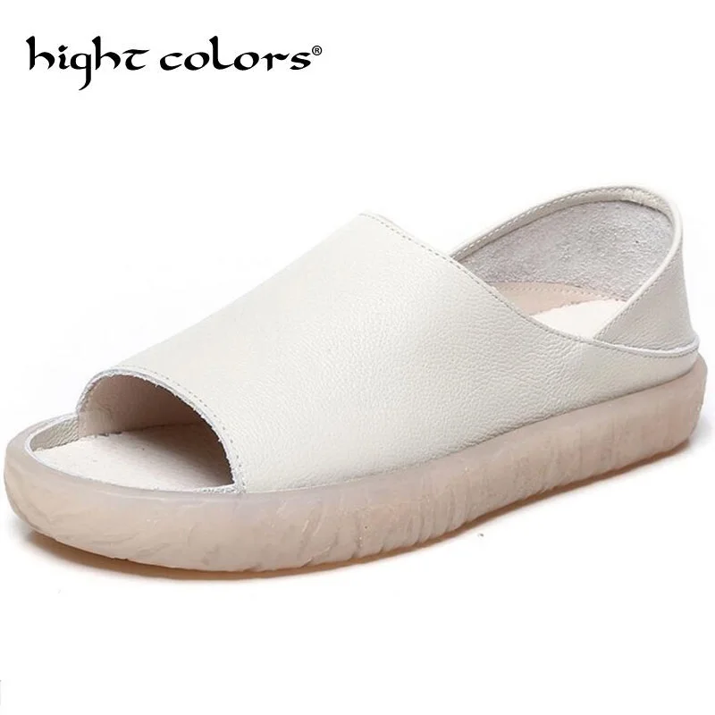 

Summer Women's Casual Shoes Genuine Leather Woman Flats Slip On Femal Loafers Lady Boat Shoes Comfortable Hollow Mother's Shoes