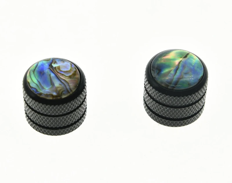 2pcs Black Push On Guitar Abalone Top Cap Dome Knobs Bass Knob
