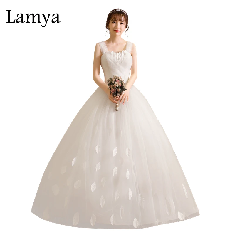 Lamya лепестки роз Тюль Свадебные платья 2019 плечи свадебные аппликации кружево на спине Vestido De Noiva