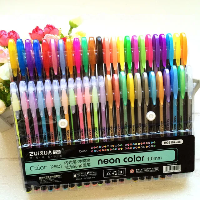 48X Fluorescent Gel Ink Pen Refill Watercolor Brush Colorful Stationery Neon Set 48X Fluorescent Gel Ink Pen Refill Watercolor Brush Colorful Stationery Neon Set