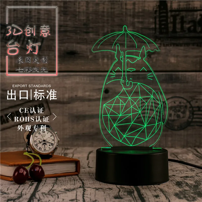 3D Led Novety освещение креативный Подарочный ночник настольная лампа прикроватная Тоторо свет Led домашний коридор, отель вечерние атмосферные