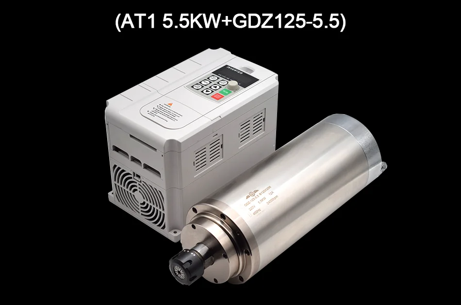 5.5kw водяного охлаждения шпинделя GDZ125-5.5 ER25+ инвертор AT1 5.5KW вход один 220v выход 3 фазы ac220v
