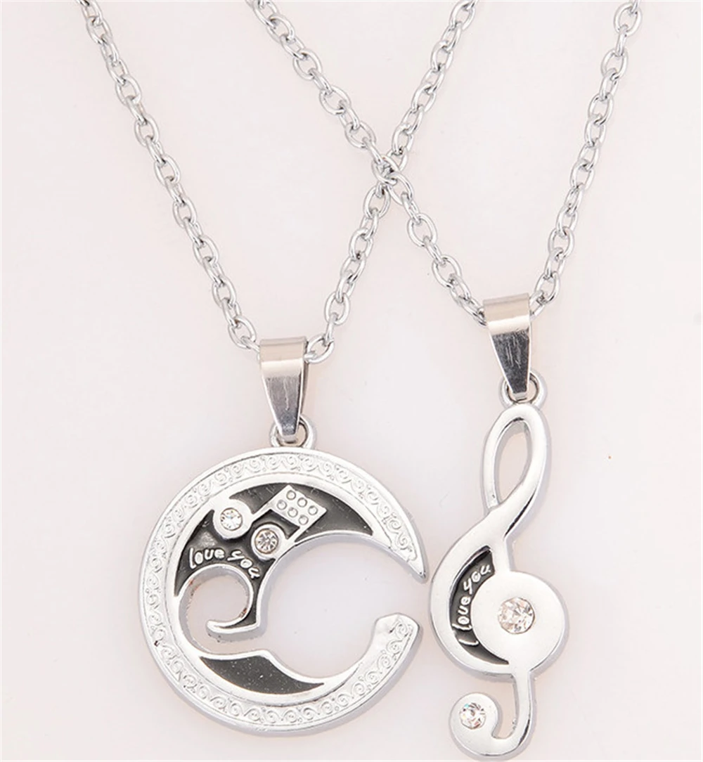 

Stylish Jewelry Cute 2Pcs Men Women Lover Couple Necklace I Love You Heart Shape Pendant Chain Jewelry Crystal Pendant Gift Dsp