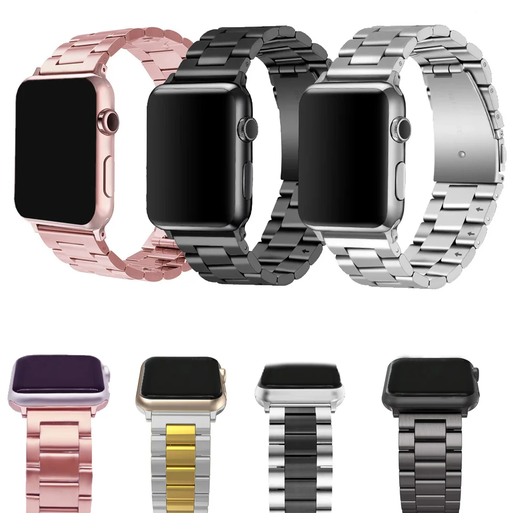 Stainless Steel bands for Apple Watch band iWatch strap metal watch band rose pink 38 40 42 44 Bracelet Clasp series 4 3 2 1