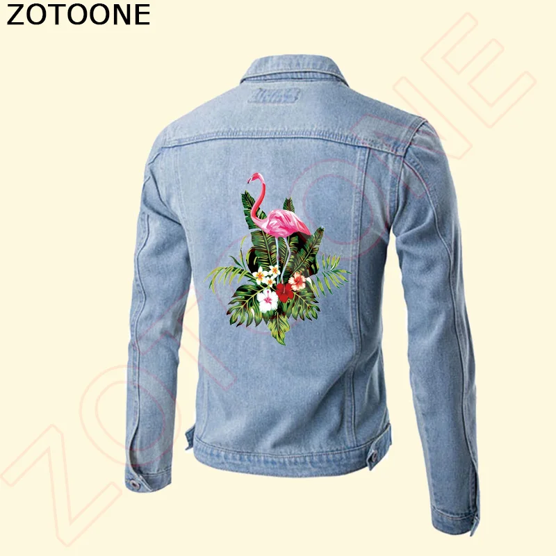Нашивка ZOTOONE с фламинго и цветами наклейки для одежды девушек печать сделай сам