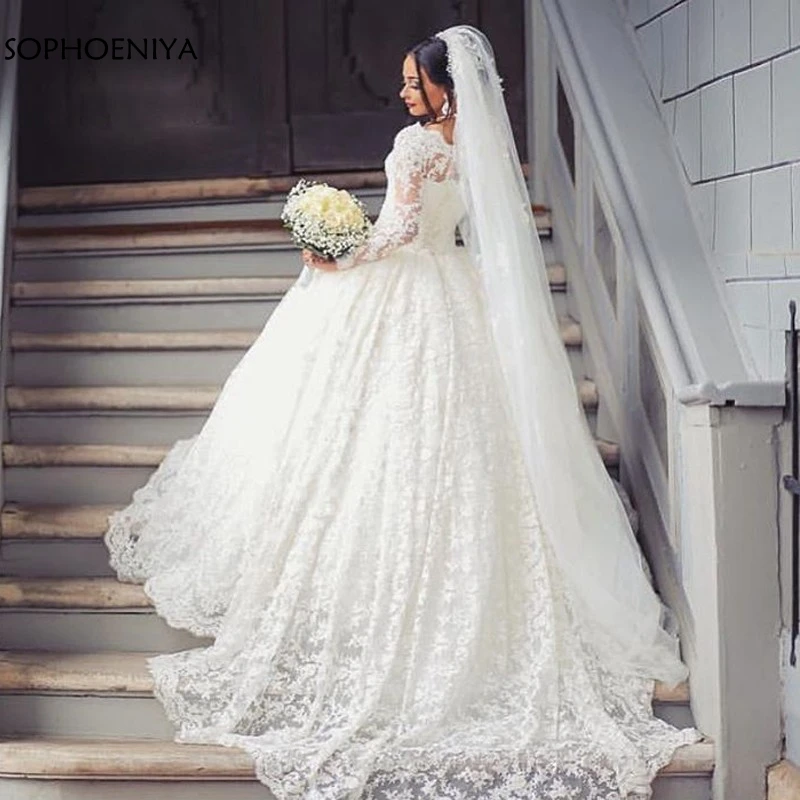 

New Arrival White Luxury Wedding dresses 2019 Lace wedding gown Abito da sposa vestido noiva bride dress muslim wedding dress