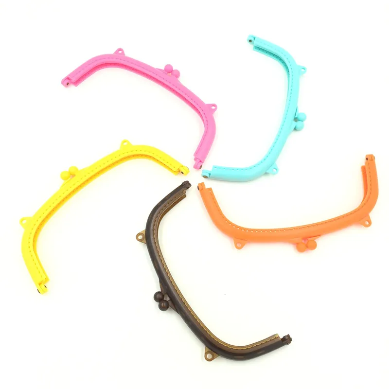 

5Pcs Mixed Candy Colors Women Plastic Arc Frame Kiss Clasps Lock Bag Handbag Handle Findings 21x11cm
