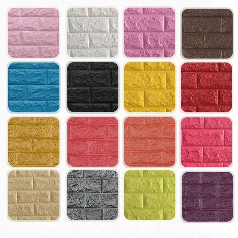 

1Pcs 3D Brick Wall Stickers Self-adhesive Panel Decal Self Adhesive Brick Pattern Soft Pack Background Living Room Decoration