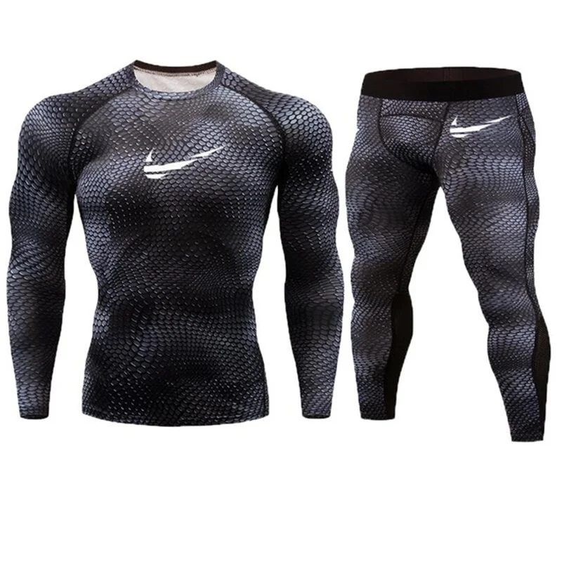 

Fitness Tight Sport Suit Men Long Sleeve Shirt Men's Running Set Compression Gym Clothing Quick Dry Men's Sportswear2018