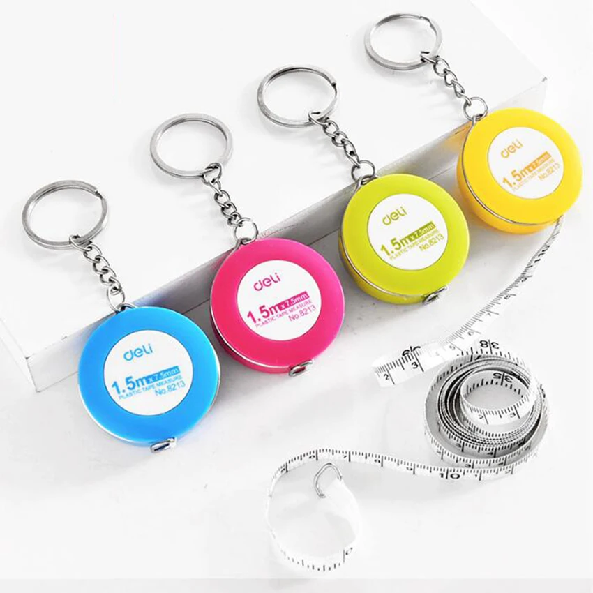 

1pc resultswa Hot Portable Retractable Ruler Centimeter/Inch Plastic Key Chain Tape Measures tailor student ruler 150cm