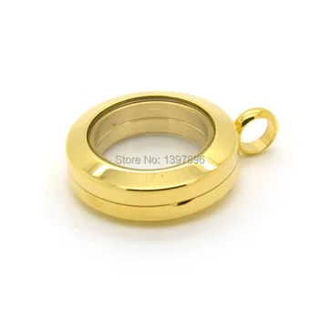 

Free shipping !20mm gold stainless steel plain magnetic floating locket