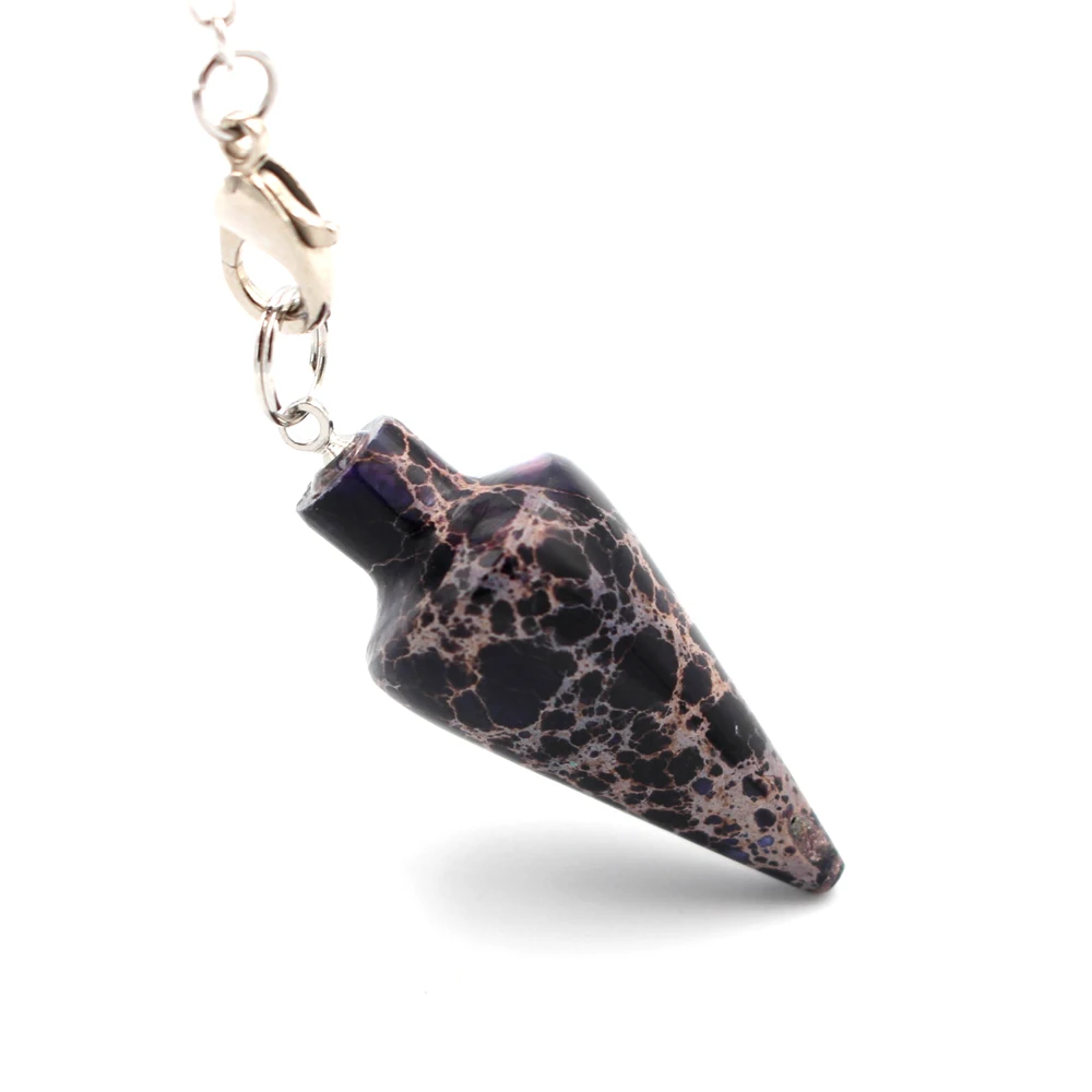 1х мужской женский камень из морских пород кулон из бисера "маятник" рейки Пирамида шестиугольная маятниковая цепь Подвеска, амулет - Окраска металла: purple