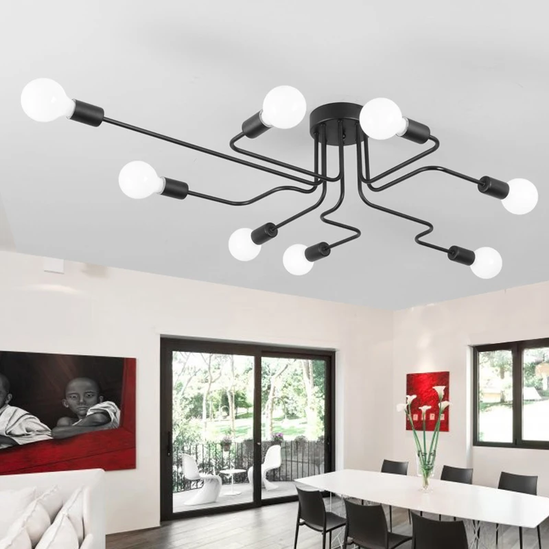 

Vintage Ceiling Light For Living Room Iron Multiple Rod Creative Retro Personality Led Home Lighting Fixture Ceiling Lamp