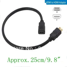 10pcs/lot High Speed 25cm HDMI Male to HDMI Female Converter Cable V1.4 Edition + Free Shipping +Retail package