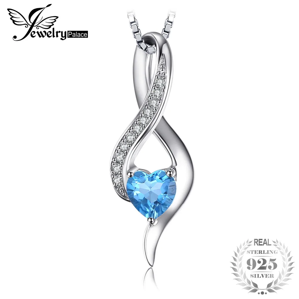 

JewelryPalace Heart Love 0.6ct Genuine Blue White Topaz Pendant 925 Sterling Silver Necklace 925 Sterling Silver 18 Inches