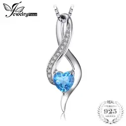 Jewelrypalace сердце любовь 0.6ct натуральная сине-белые топаз кулон 925 серебро Цепочки и ожерелья стерлингового серебра 925 18 дюйм(ов)