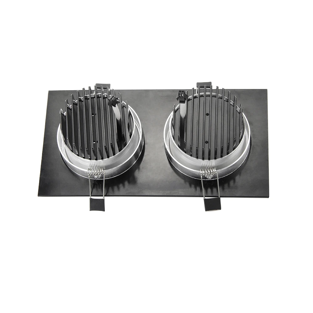 

2*7w 10pcs/lot Double Head Cree Led Square Led Downlight 6w 10w 14w 20w 24w Led Cob Recessed Ceiling Down Light Lamp For Home