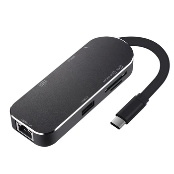 

type-c hub Hdmi 4K Otg Tf Sd Card Reader Usb3.0 Hub Converter With Pd Type C Charger Adapter