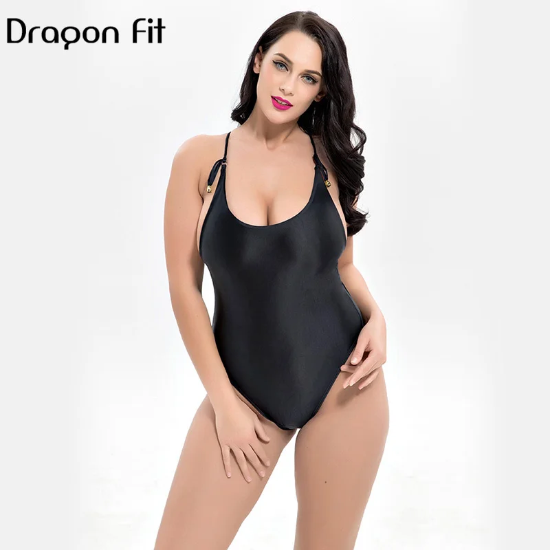 

Dragon Fit Summer Sexy Bandage Woven Plus Size Swimwear Women Pure Color Spaghetti Strap Swim Suit Diving Push Up Swimsuit