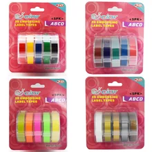 5 рулонов комбинированный набор 3D 9 мм для тиснения, из ПВХ этикетки ленты совместимый с dymo 1610 1880 12965 Motex E101 вручную этикетка производители принтеров