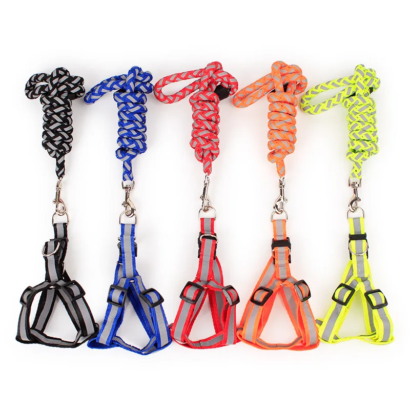 

Hot Sale Reflective Striped Nylon Breakaway Kitten Puppy Perro Pet Harness And Leash Set In Cat Dog Collars And Leads