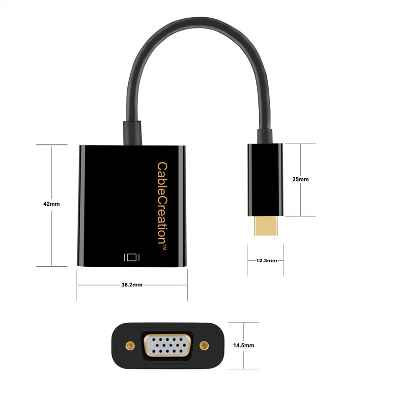 USB C к VGA Тип C Thunderbolt 3 к VGA адаптер совместимый MacBook Mac Mini Surface Book 2 Chromebook Pixel Dell XPS 13/15