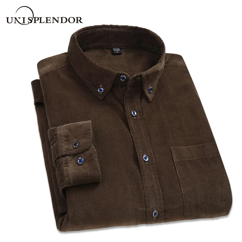 Tanie 2019 100% bawełna koszula męska wiosna jesień odzież męska stałe miękki sztruks człowiek ubranie koszule zagęścić duży rozmiar koszula męska YN10416