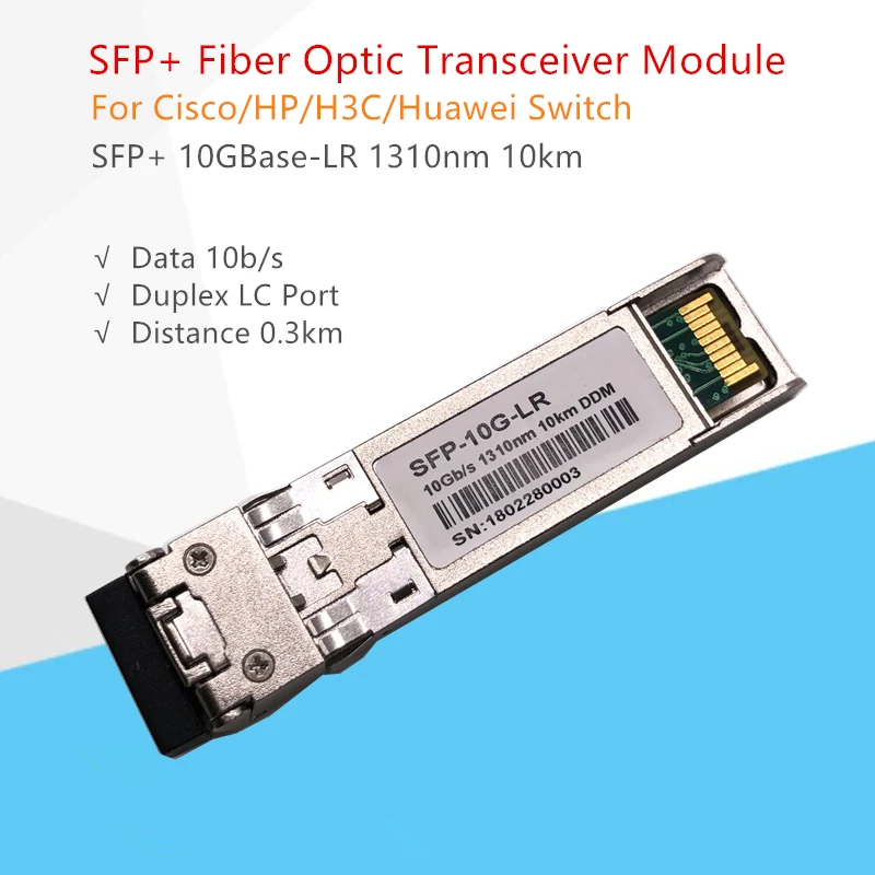 

SFP Optic Module SFP-10G-LR 10GBase-LR 1310nm 10km DDM Compatible for Ubiquiti/Mikrotik/Zyxel