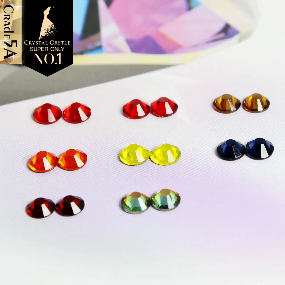 Crystal Castle Hot Fix Stones Grado 5A Light Siam Red Hotfix Strass Iron On Glue Back Glass Flatback Strass Per Scarpe Da Donna