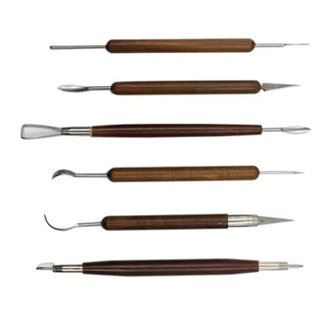 

Wooden Pottery Sculpture Tools Wax Carving Sculpt Smoothing Polymer Shapers Pottery Clay Ceramic Tools Handle Pottery Set