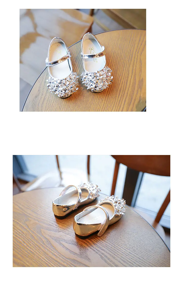 Модные туфли со стразами детская обувь Женская модельная обувь Весна Лакированная кожа обувь принцессы для девочек Балетки детские сандалии