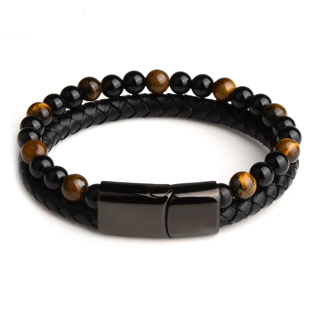 Bracelet Homme Oeil du Tigre et Cuir