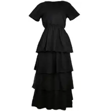 Летнее женское модное винтажное платье с коротким рукавом и оборками повседневное приталенное платье до середины икры a-lien