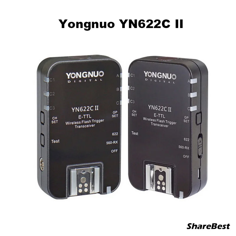 Светодиодная лампа для видеосъемки YONGNUO YN-622C II RX YN622C II HSS E-TTL вспышка триггера приемопередатчик для Canon Камера совместим с YN622C YN560-TX RF-603 II - Цвет: One Set