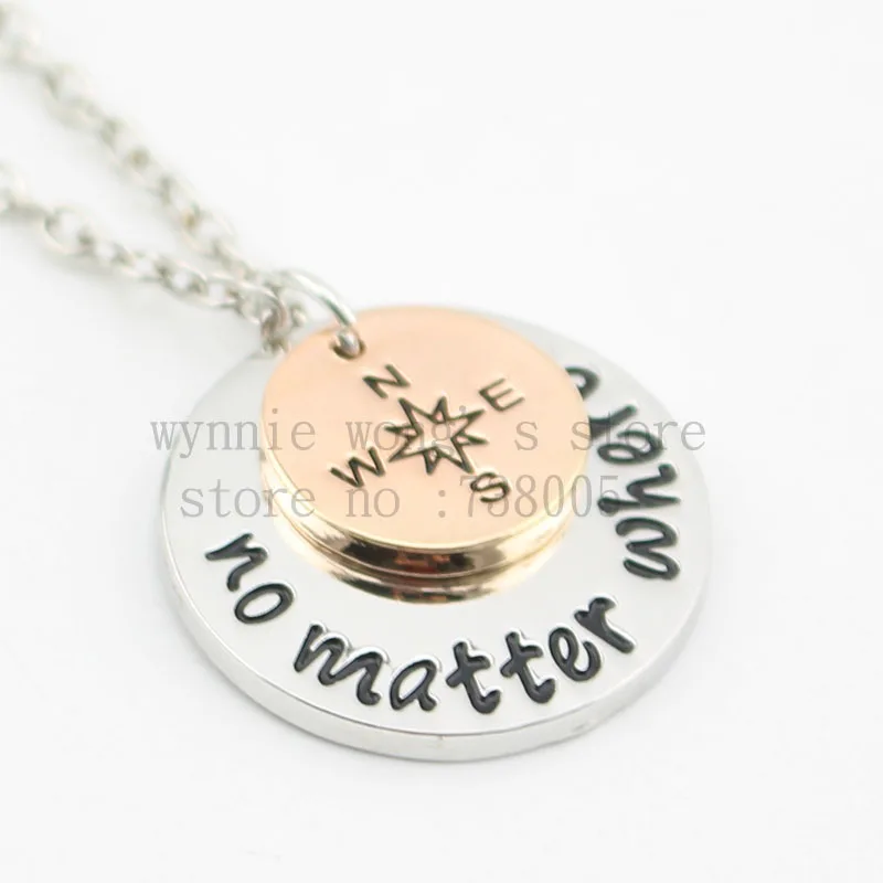 No Matter When What Where Necklace Friendship Necklace Best Friends Bracelets Compass Pinky Promise key chain