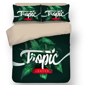 

Summer cool Green Banana Leaf Bedding Set High-definition Print Quilt Cover for US AU EU King Queen twin Double Size bedclothes