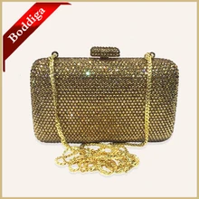 100% handgefertigten Luxus Kristall Partei Dressing Tasche Goldenen Abendtasche Handtaschen bolsa feminina mit Lange Kette Geschenkbox Verpackung