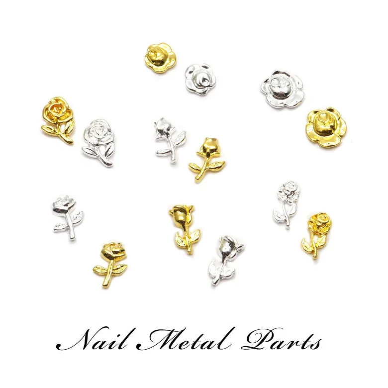 

100pcs/lot Japanese 3D Alloy Nail Art Flower / Rose petal Rivets Metal Manicure Nail Art Accessories DIY Nail Decoration Charms