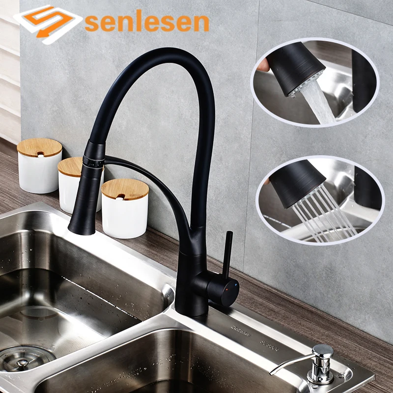 

Senlesen Kitchen Faucet Vanity Sink Single Handle Hot and Cold Mixer Tap 2 Function Sprayer Deck Mounted Para Kitchen