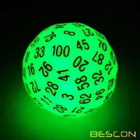 Bescon Super Jade Glow in Dark Polyhedral Dice 100 Sides, Luminous D100 die, 100 Sided Cube, Glowing D100 Game Dice 1