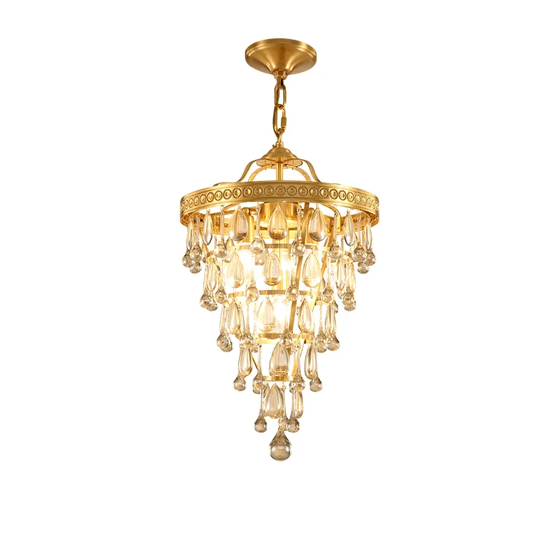 Ресторан Gold Crystal Lamp столовая Медный подвесной светильник Светильник входной