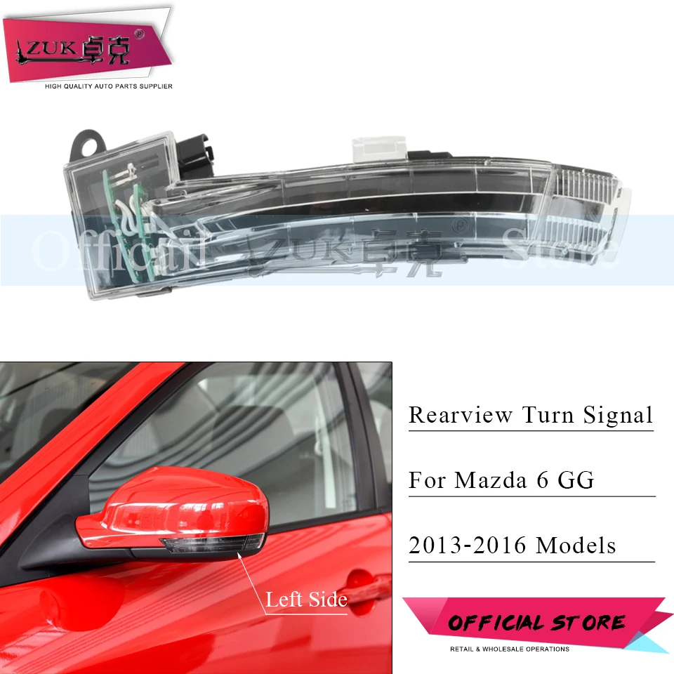 

ZUK Outer Rearview Side Mirror Turn Signal Lamp Repeater Marker Blinker Flasher LED Light For MAZDA 6 M6 GG1 2013 2014 2015 2016