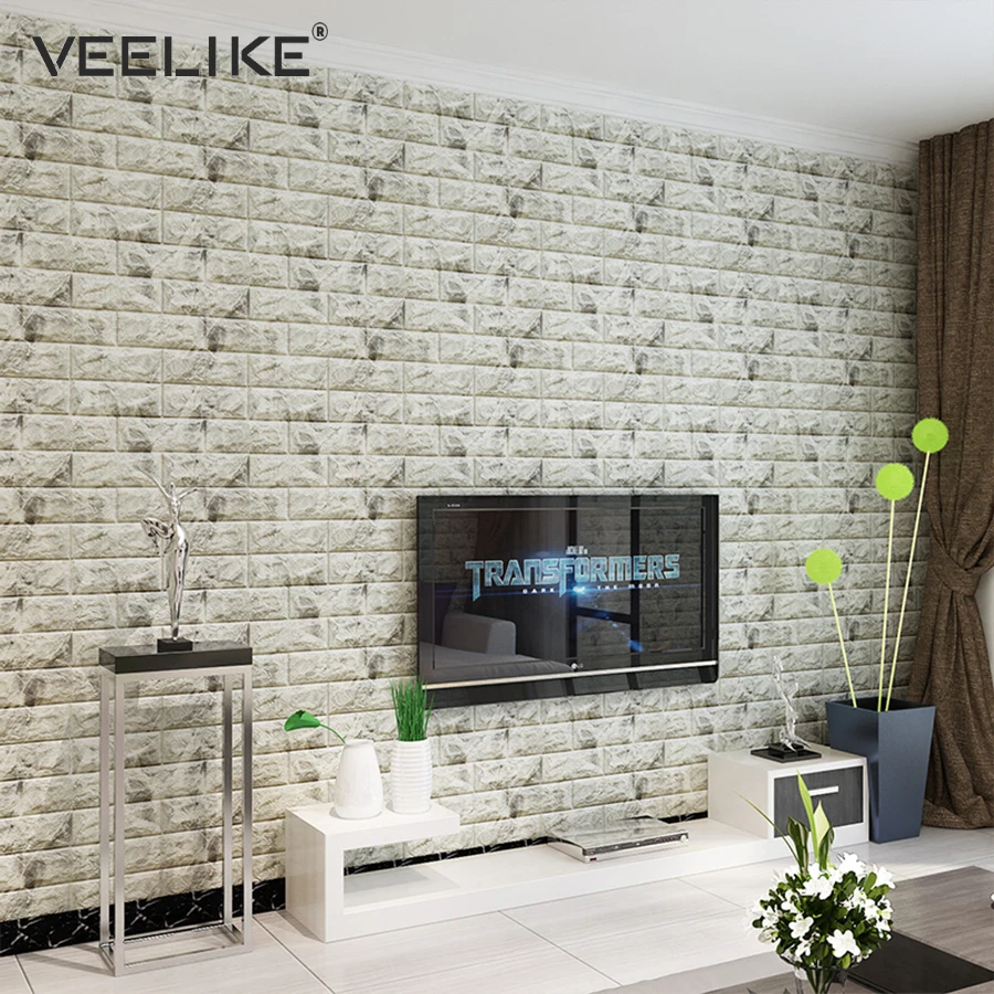 

3D The Living Room Kitchen Wall Decor Brick Pattern Wallpaper Stickie Dormitory Bedroom Retro Marble Brick Wallpaper Adhesive