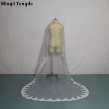 Свадебная кружевная вуаль Catheral, фата для невесты, один слой, Sluie Velos De Novia, свадебные аксессуары, вуаль mingli Tengda, вуаль De Mariee