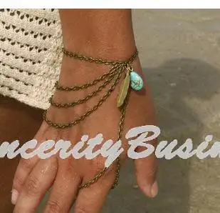 Bohemian Leaf Slave Hand Chain Harness Charm Vintage Bracelets For Women Fashion Jewelry Bracelets